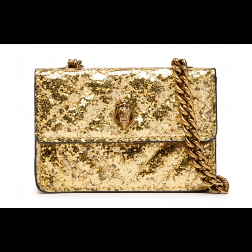NWT Kurt Geiger London Gold Glitter Micro Kensington Shoulder Bag - Picture 2 of 10